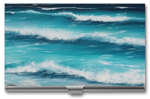 YJWANDL Porte-cartes de visite, turquoise Beach Original Seascape Print Aluminium Card Case Pocket Card Case Professional Card Case Premium Card Case, style, Style :