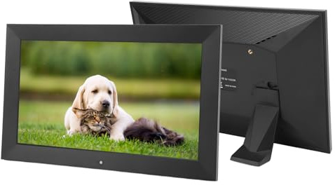 Digital Frame for Photos, 10 Inch Digital Picture Frame with HD Display, Picture Frame with Motion Sensor/Video/Background Music/Calendar/Clock/Auto Rotate (GB Plug)