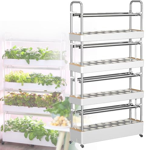 Hydroponik wachsen mit LED Grow Light - Effizienter 64 Loch Vertikaler Turm für Obst, Gemüse & Kräuter