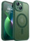 CANSHN Magnetic Compatible with iPhone 13 Case(6.1 Inch), Upgraded [Full Camera Protection] [Compatible with Magsafe] [Translucent Matte] Shockproof Protective Bumper Phone Case Cover - Deep Green