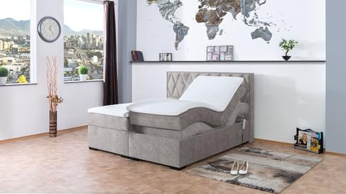Boxspringbett Loki 240x220, DS-Silbergrau, 7-Zohnen Taschenfederkernmatratze, Ergoflex - Inklusive Aufbau - Deutscher Hersteller