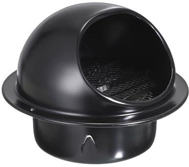 SUMNACON 1 Pc 304 Stainless Steel Air Vent Cover Wall Ventilation Cover, Round 97mm Air Vent Grill Screen Hood Extractor Fan Ventilation Cover with Built-in Mesh for Bathroom Kitchen (Black)