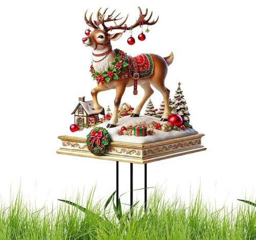 30x19,8cm Acryl Rentier Stecker - Weihnachts Rentier Außenstecker, Rentier Gartenstecker, Weihnachtsstecker Rentier Gartenstecker, Rentier Stecker Weihnachten Dekoration Für Herbstdeko Weihnachts