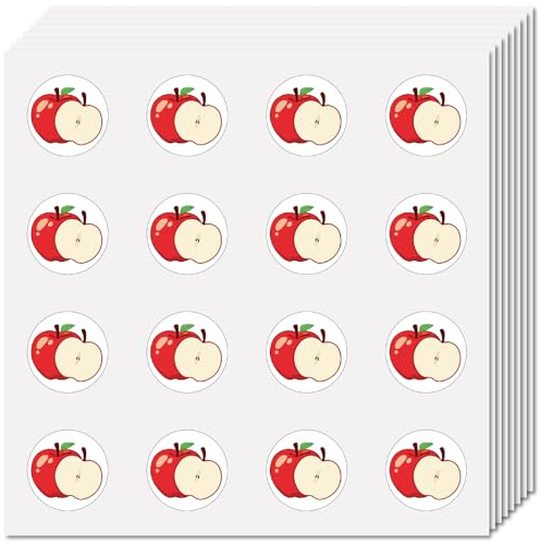 CREATCABIN 8 Stück Apfel Kreisaufkleber Runde Punktaufkleber Selbstklebende Cartoon Etiketten wasserdichte Punktanhänger Aus Kunststoff Abnehmbare Mustermarkierung Für Erinnerungsdekoration 2.5cm
