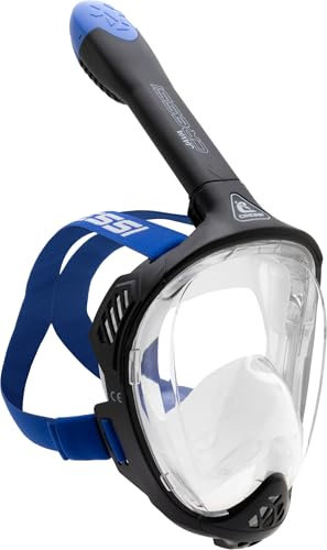 CRESSI Java Full Face Mask Black/Blue S/M-Vollgesichts Schnorchelmaske, Ultraklare Antibeschlaglinse, 100 % Silikon, Schnorchel Trocken mit Sicherheitsventilen, Schwarz/Blau, S/M