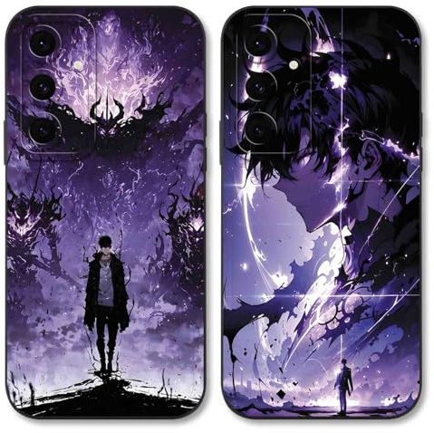 TBNMBGY 2 Stück Schwarz Cartoon Handyhülle für Samsung Galaxy S24 FE 6.7 Hülle, Anime Motiv Heißblütiger Manga Muster Silikon TPU Case Fallschutz Kratzfest Stoßfest Jungs Schutzhülle, Muster