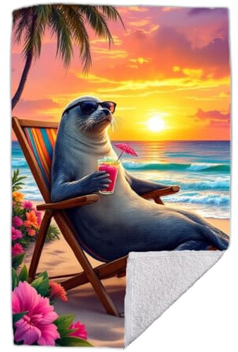RPLUS Handtuch Robbe 50x100 cm Baumwolle – personalisiert | Badetuch mit Robbe, saugfähig & hautfreundlich, optional ohne Name, in lebendigen Farben und verschiedenen Tiermotiven