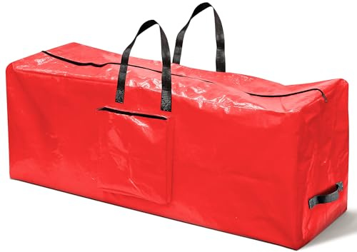 BLADO Extra Large Christmas Tree Storage Bag – Durable Reinforced Waterproof bag with Handles, Dual Zipper & Side Pocket - 9ft Xmas Storage (Red, Large)