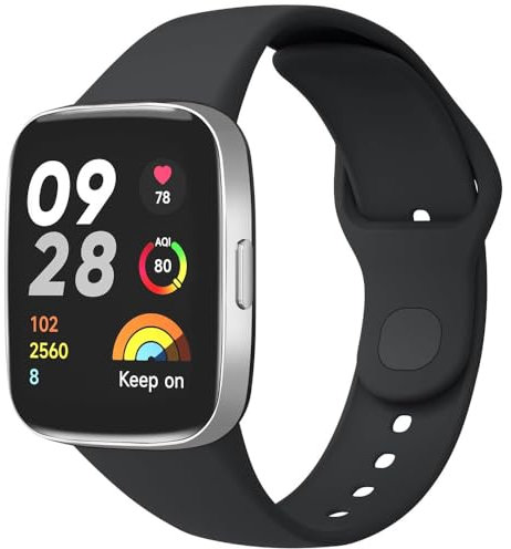 MoKo Cinturino Sportivo Compatibile solo con Redmi Watch 3 Active, Cinturino di Ricambio in TPU per Uomo Donna, Nero