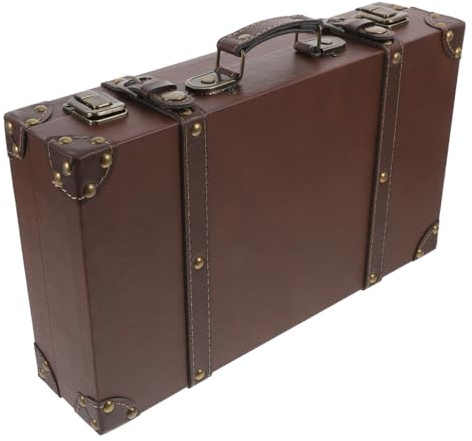 PartyKindom Suitcase Decorative Vintage Trunk for Boutique Display Storage Timeless British Design for Photo Props Vintage Themed Decor Brown Small