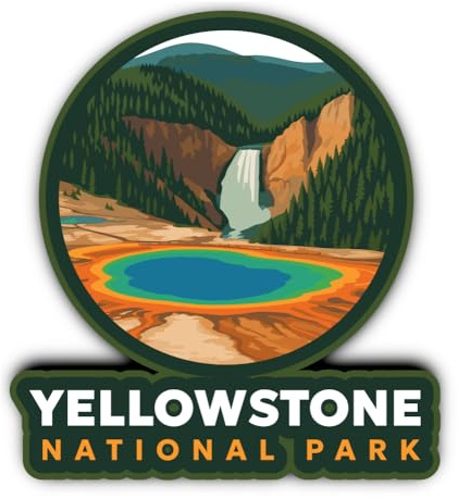 Aufkleber: 300 mm, 1 Stück - Vinyl Aufkleber 30 cm Reise Motiv Yellowstone National Park – wasserfest Outdoor Sticker für Auto Laptop Koffer Flasche