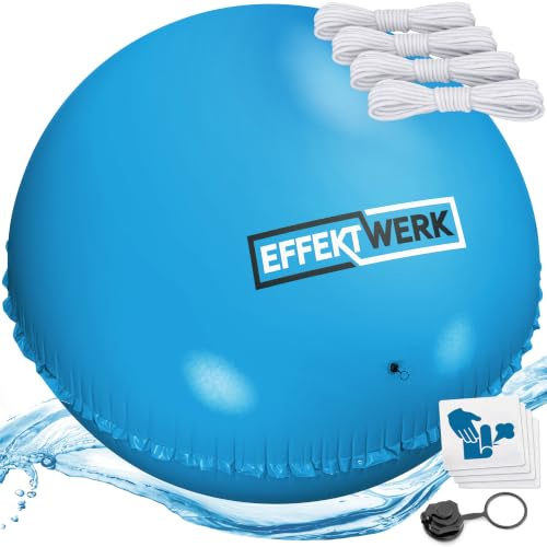 EffektWerk - Poolkissen für den Winter - 4m Riesiges Aufblasbares Luftkissen / Eis-Ausgleicher für Aufstellpools mit 5m Seil, Flicken und Ventilkappe