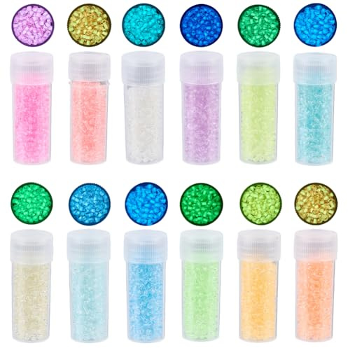 SUNNYCLUE 120g 2mm Glow in The Dark Seed Beads 11/0 Glass Seed Bead Kit Small Cute Green Blue Colorful Luminous Crystal Pony Spacer for Jewellery Making Crafts Bracelets Necklaces DIY Finding Women
