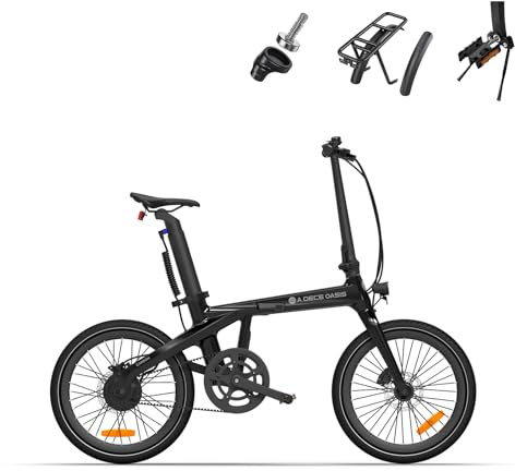 ADO AirCarbon Electric Bike Folding, 20 EBike for Adults, Ultra Light Weight 14.5 KG Electric Bicycle, Belt Drive/Bafang Motor/ECO and SPORT Mode/Anti-theft GPS/LCD/APP/Range Up To 100KM