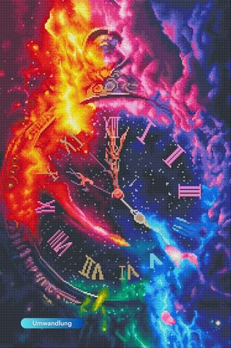 Picmondoo Diamond Painting - 50x75cm - Time of magic Moments | quadratische Harzsteine, AB-Steine, Strass- & Metallicfarben, klares Raster, Stift, Wachs & Schale für entspanntes DIY