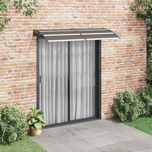 Tettoia nera, 200 x 75 cm, in policarbonato, resistente alle intemperie, antipioggia, robusta tettoia per porte e finestre, in policarbonato, elegante tenda da sole per esterni