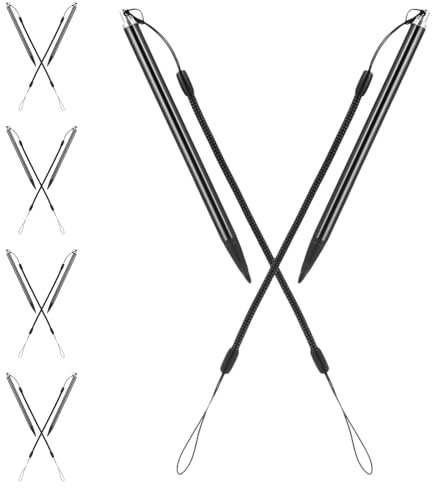 10 Stück-Pack Resistiver Touchscreen Stift mit Federseil | Hochsensible Eingabe, Präzises Schreiben, Schwarz, Aluminium Kupfer Abs, für Office und Unterricht