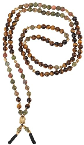GURU SHOP Tibetische Chakra Gebetskette, Mala mit Buddhaperle | 108 Malaperlen, 20 Schmuckperlen, beruhigende Wirkung, fördert Ausgeglichenheit, handgefertigt in Kathmandu