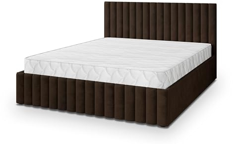 Masseno Polsterbett CARMIA K 120x200 cm, Doppelbett, Bettkasten, Stauraum, Lattenrost Und Kopfteil - Braun, Kronos 06