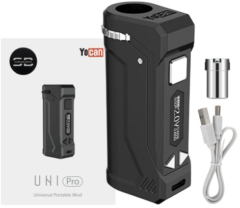 Yocan UNI Pro 510 Cart Battery [Black] - No Nicotine | Available in 20 colours - Micro-USB Charging, 650mAh Battery, Adjustable Diameter, 10Sec Preheat, OLED Screen Display