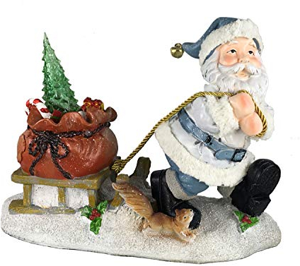 GMMH XXL Weihnachten Figur 29 cm Hoch mit LED, Leuchtend (36209A) Weihnachtsdeko Gartendeko Gartenfigur Nikolaus Figur Weihnachtsmänner Gartenzwerg Zwerg (Weiß)