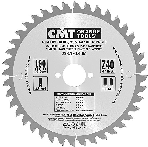 CMT ORANGE TOOLS 296.190.40M - KREISSÄGEBLATT FÜR EISENFREIE LAMINATE/PLASTIK 190X2.8X30 Z=40 TRAPEZ.