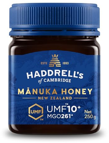 Haddrell's of Cambridge Manuka Honig MGO 250+ (UMF 10+) 250g | roh und mit hohem MGO-Gehalt – Honig in Premium-Qualität, für Frühstück, Tee, Vorrat und Geschenkideen
