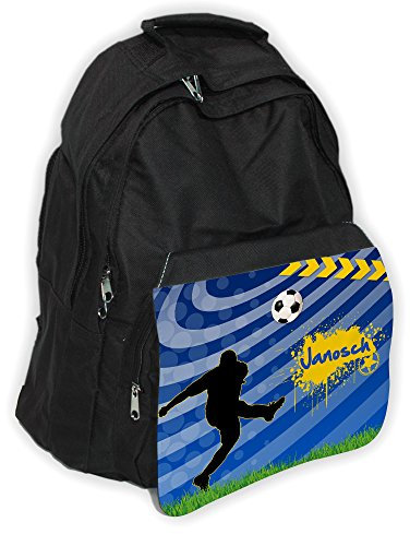 Eurofoto Rucksack mit Namen Janosch und schönem Fussball-Motiv für Jungs