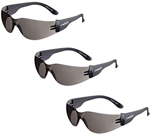 voltX 3 x GRAFTER’ Lightweight Industrial Safety Glasses, UKCA & CE EN166f Certified/Cycling Safety Glasses (Smoke Lens)