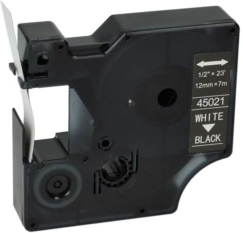 vhbw Schriftband-Kassette Ersatz für Dymo D1 | S0720610, 45021 für Etiketten-Drucker 7m x 12mm Weiß auf Schwarz