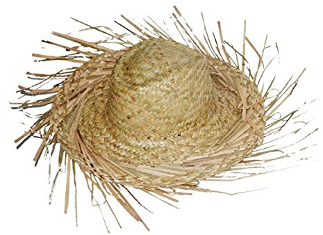 LOT 10 GRAND CHAPEAU DE PAILLE BEIGE ADULTE 52 CM DEGUISEMENT