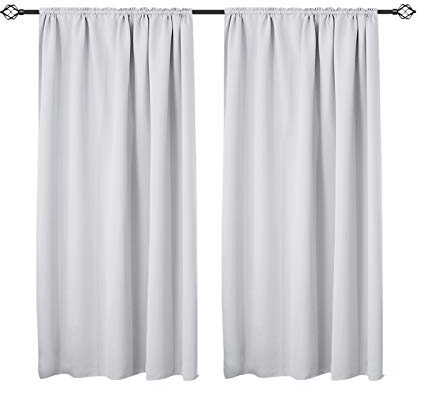 WOLTU 2er Set Gardinen, Verdunklungsvorhänge Blickdicht, Kräusebänder für Schiene, 250 g/m² Schwere Thermovorhänge kälteschutz lichtdicht, für Wohnzimmer Kinderzimmer, 140 x 175 cm, Weiß