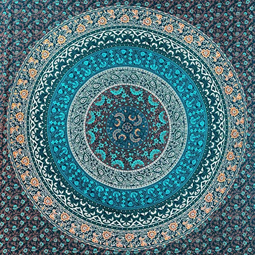 Aga's Own Mandala Tapisserie – Psychedelic Wall Art Hanging – Überwurf aus Baumwolle für Wohnzimmer, Schlafzimmer Home – ästhetisches Wandtuch für den Strand oder zu Hause (TD_03_Blau)