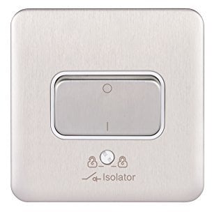 Schneider Electric Lisse Screwless Deco - Fan Isolator Switch, 3 Pole, 10AX, GGBL1013WSS, Stainless Steel with White Insert