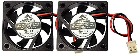Paquete de 2 ventiladores silenciosos de refrigeración sin escobillas 4010 DC 12 V 4010 de 40 mm x 40 mm x 10 mm, sistema de rodamiento de bolas doble, 2 pines