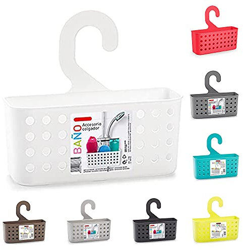 Plastic Hanging Shower Caddy Basket Organizer | Wall-Mounted Bathroom Toiletry Holder for Washroom Storage | Durable Plastic Shower Basket (White)