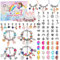 Nabance Schmuck Bastelset Mädchen Charm Armband Kit DIY Armbänder Selber Machen DIY Schmuck Making Kit mit 60 Perlen 4 versilberte Kette 3 Halskette 5 Taschen Geschenkbox Mädchen Geschenke 5-12 Jahre