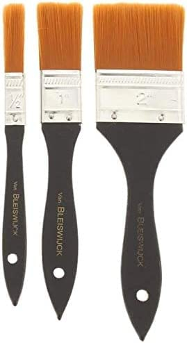 Van Bleiswijck Set de 3 pinceaux acryliques Plats pour Peinture à l'huile Conviennent également comme pinceaux pour travaux de Peinture Différentes Tailles de 1 cm, 2 cm et 5 cm