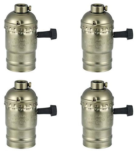 ACBungji 4er Vintage Lampenfassung E27 DIY Lampensockel mit Schalter Deckenfassung Socket Glühbirnenhalter Edison Schraube Deckenleuchte Lampenfuss (Stil 1-Bronze)