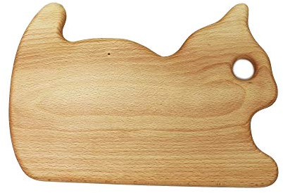 Frühstücksbrettchen aus Holz mit Tiermotiv Katze inkl. Eierhalter, Geschenk für Kinder