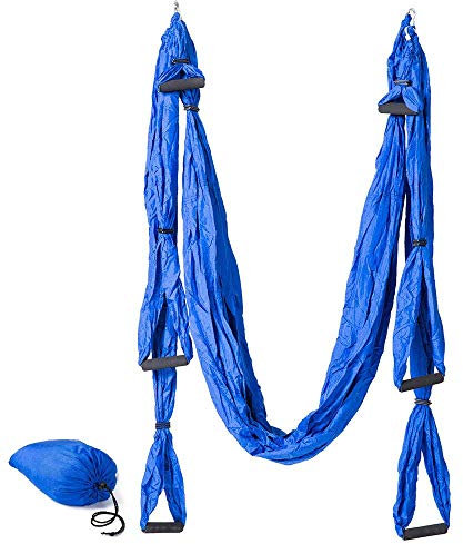 Altalena yoga | Yoga swing antigravità | Amaca aerea per Asana yoga in materiale super resistentie - NYLON TAFFETTà 210T (BLU)