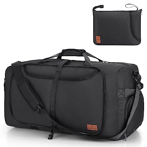 Vogshow Reisetasche große Faltbare 100L, Weekender Übernachtungstasche Seesack wasserdicht Sporttasche mit Schuhfach für Männer und Frauen