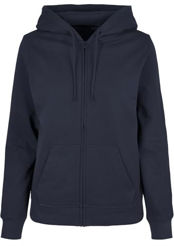 Build Your Brand Ladies Basic Zip Hoody Felpa con Cappuccio, Blu Navy, S Donna