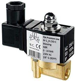 FSA Magnetventil Messing 1/8 230V AC 0-10 bar NBR stromlos geschlossen