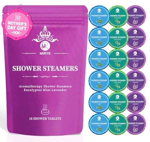 MR MIRYE Shower Steamers Aromatherapy Bulk for Women Men, Organic Shower Bombs with Eucalyptus Lavender Peppermint Essential Oil, 18-Pack Shower Bombs Gift Set