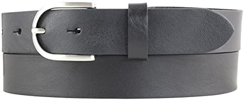 BELTINGER Damen-Gürtel aus Vollrindleder 3 cm | Leder-Gürtel für Damen 30mm | Chino-Gürtel mit runder Gürtelschließe | Schwarz 115cm