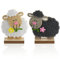 com-four® 2x Supporti decorativi per Pasqua - Pecore molto carine - Decorazione pasquale da posare - Decorazione pasquale in legno, feltro e lana (2 pezzi - agnello - nero + bianco)