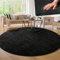 Paco Home Moderner Kuscheliger Wohnzimmer Teppich Kurzflor waschbar flauschig Weich Einfarbig Felloptik zeitlos stilvoll rutschfest pflegeleicht, Grösse:160 cm Rund, Farbe:Schwarz