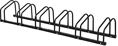 HOMCOM Fahrradständer Radständer Mehrfachständer Aufstellständer Fahrrad Ständer wetterfest langlebig Boden- und Wandmontage Stahl bis 6 Fahrräder Schwarz 179 x 33 x 27 cm