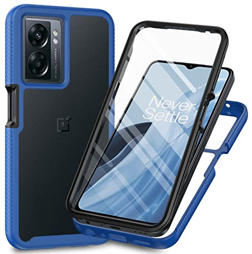 XINYEXIN Funda para OPPO A57 4G/5G / A57S 4G, OPPO A77 4G/5G, Protector de Pantalla Incorporado [360 Grados Antigolpes] Rugged Bumper Transparente Carcasa Case Cover - Azul Oscuro